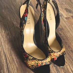 Guess floral open toe heel
